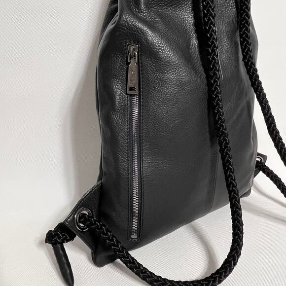 Berliner Bags Leather Backpack Gym Day Bag Black Drawstring - Picture 3 of 14